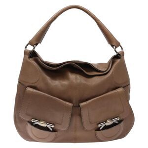 Salvatore Ferragamo Vintage Handbag Leather Brown Leather Handbag (Pre-Owned)